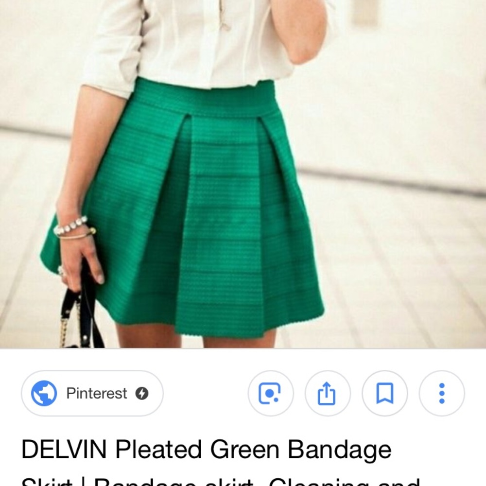 BRAND NEW DEVLIN PLEATED GREEN BANDAGE SKIRT
